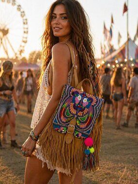 Bohemian Backpack Festival Fringe Genuine Leather One-of-a-kind